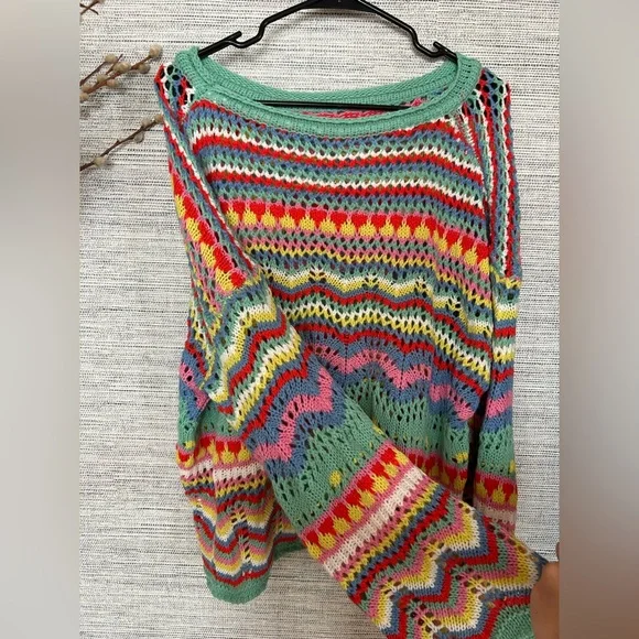 Colorful Boho Knit Sweater - Picture 2 of 2